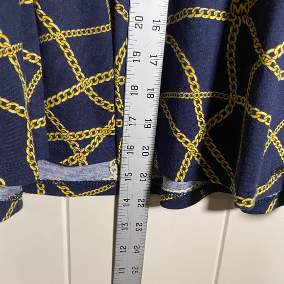 NWT MICHAEL KORS Women's Navy Gold Chain Print 3/4 Sleeve‎ Top Blouse Size L - Picture 13 of 15